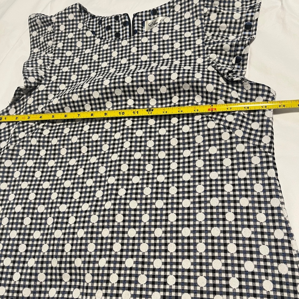 Eliza J Women’s Black & Blue Checkered Polka Dot Dress Size 14 - Picture 9 of 11